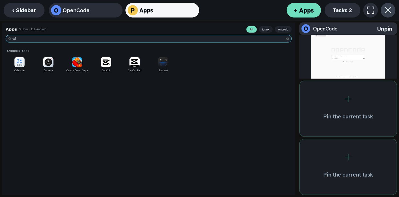 The Apps list filtered by the search text ca, showing Calendar, Camera, CapCut and more.